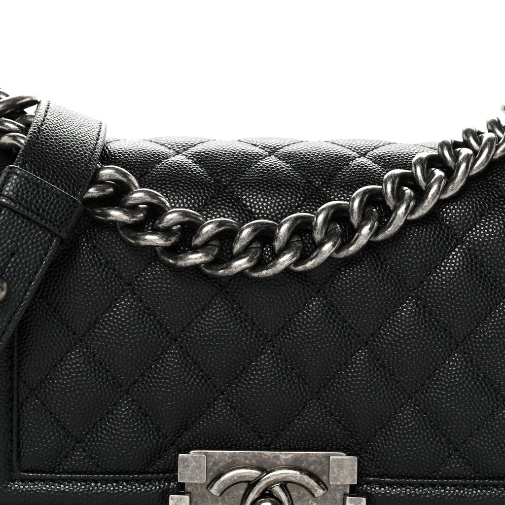 Caviar Quilted Small Boy Flap Black