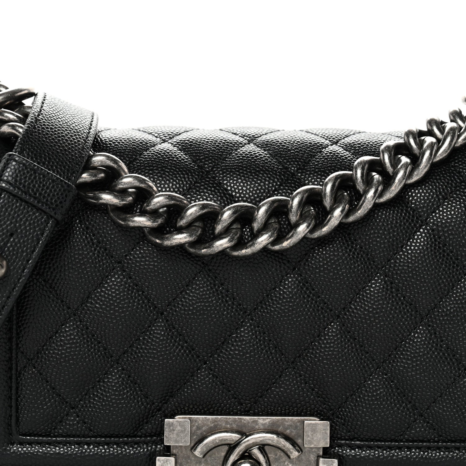 Caviar Quilted Small Boy Flap Black