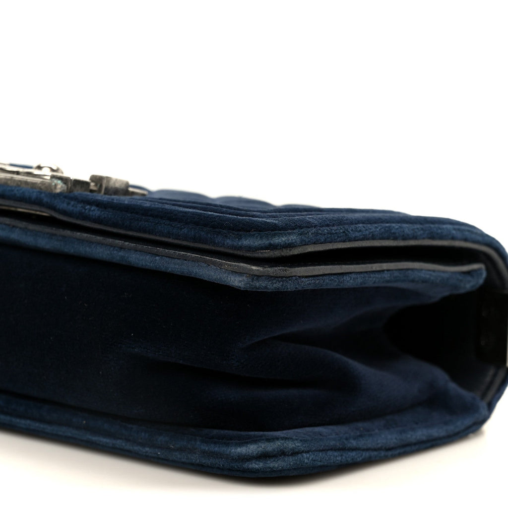 Velvet Quilted Small Boy Flap Blue