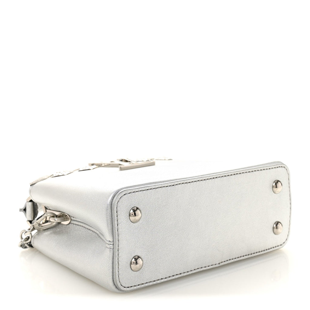 Lambskin Strass Mini Capucines  Silver