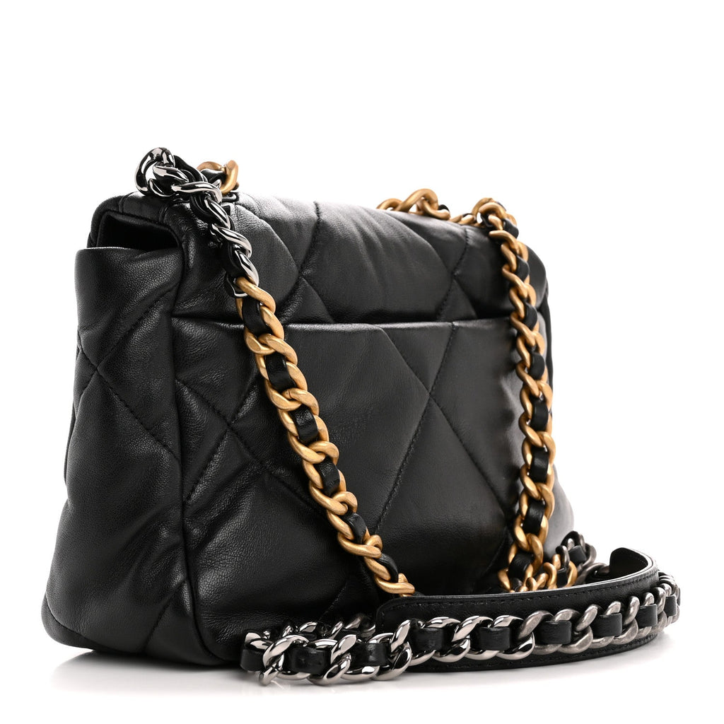 Lambskin Quilted Medium Chanel 19 Flap Black