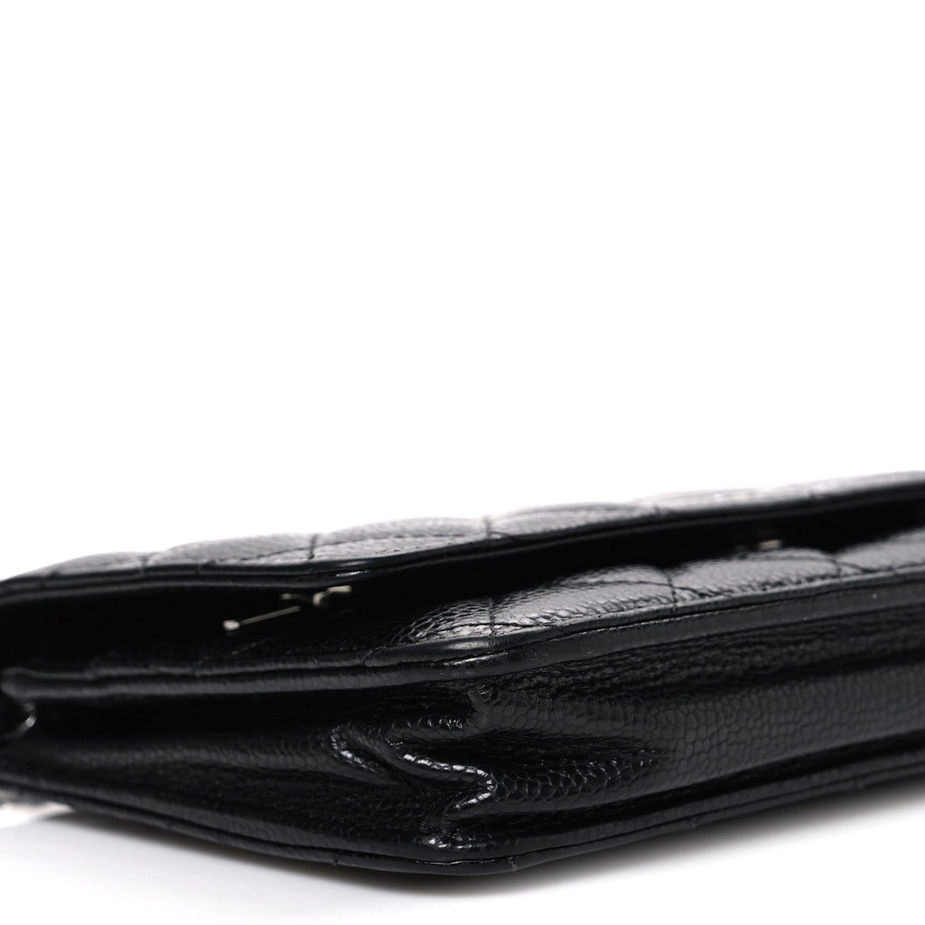 Caviar Quilted Wallet on Chain WOC Black