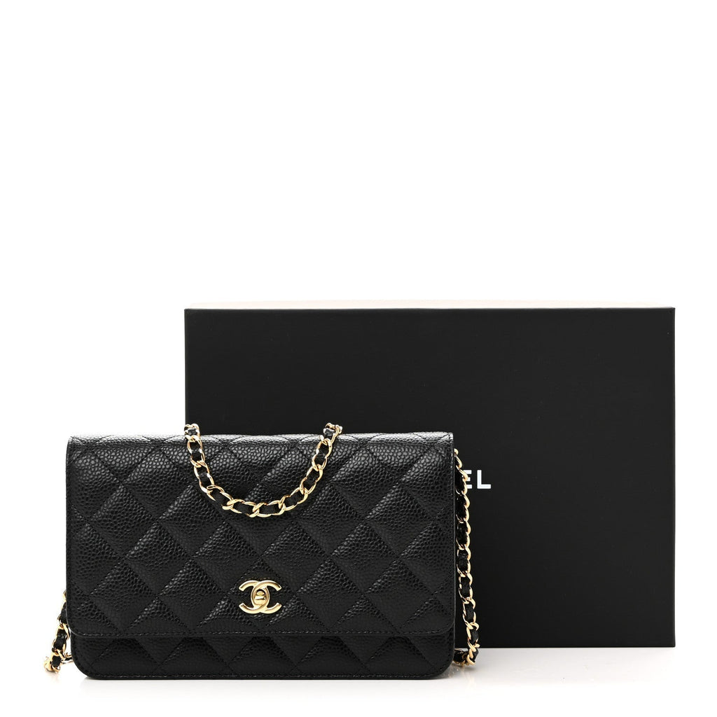 Caviar Quilted CC Turnlock Wallet On Chain WOC Black
