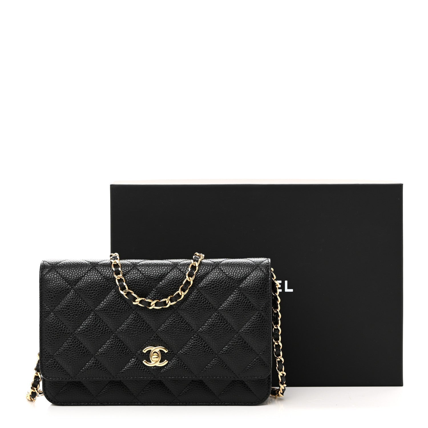 Caviar Quilted CC Turnlock Wallet On Chain WOC Black