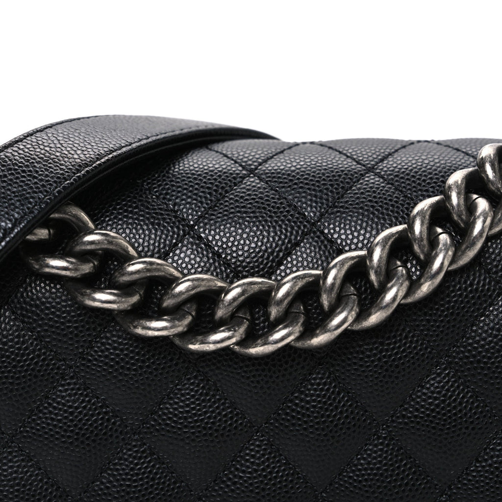Caviar Quilted Small Boy Flap Black