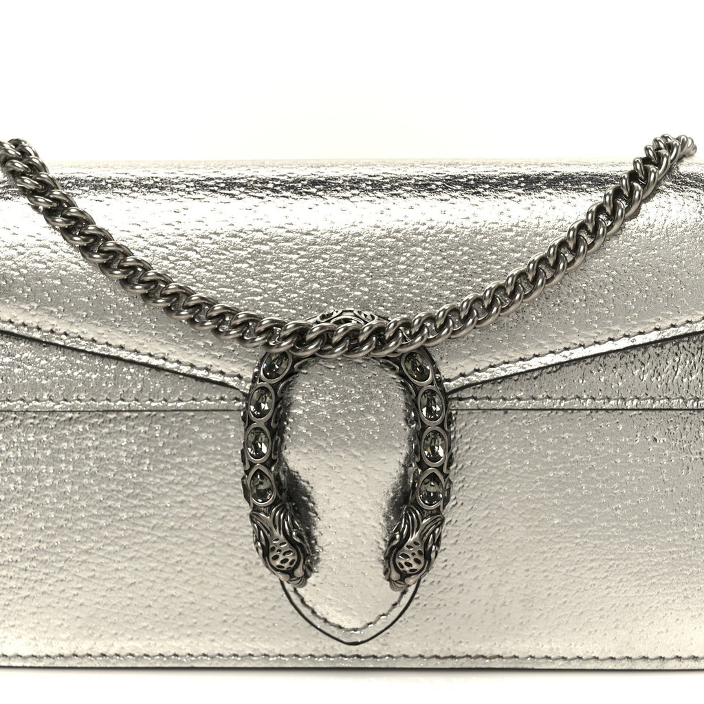 Metallic Calfskin Super Mini Dionysus Shoulder Bag Silver