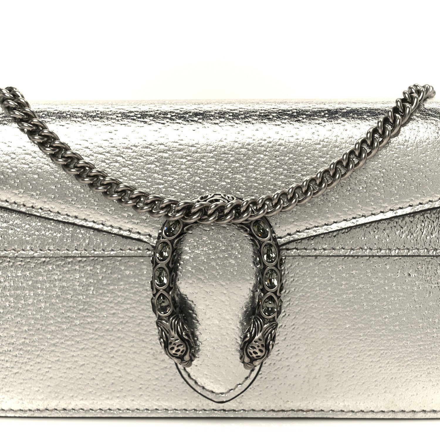 Metallic Calfskin Super Mini Dionysus Shoulder Bag Silver