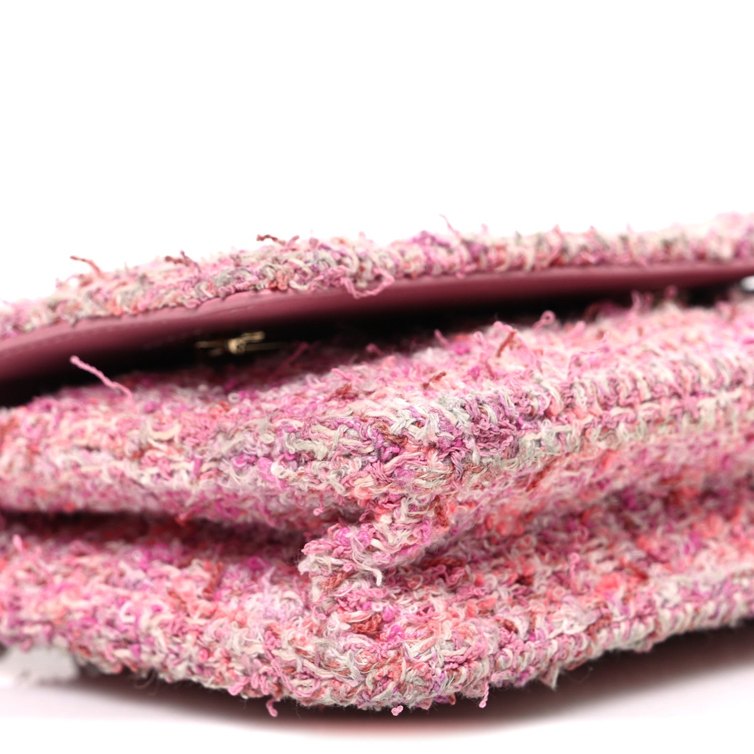 Tweed Quilted Wallet On Chain WOC Pink