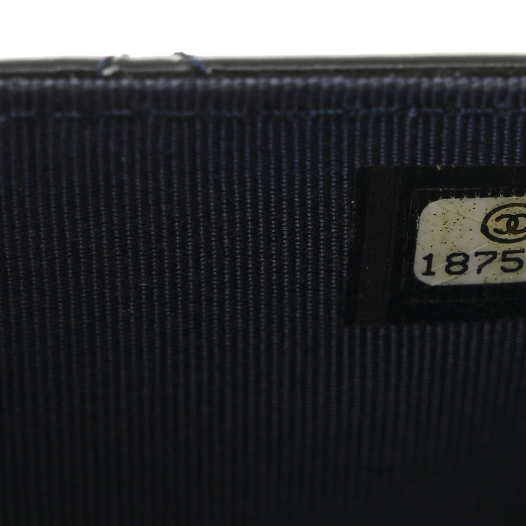 Patent Quilted Wallet On Chain WOC Navy Blue