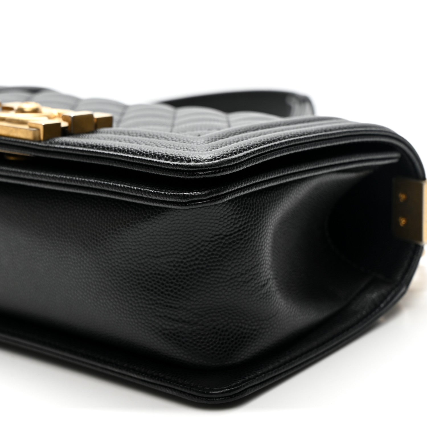 Caviar Quilted Small Boy Flap Black