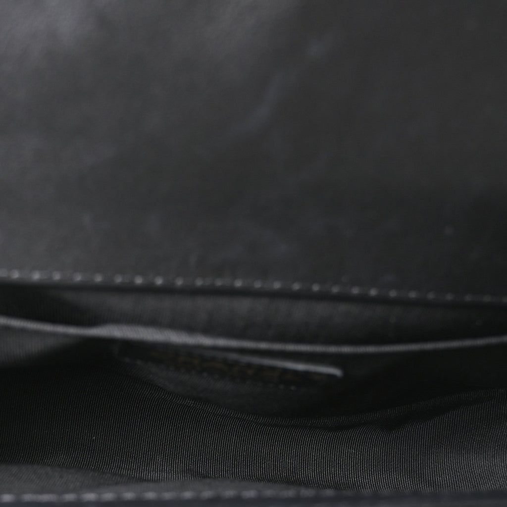 Calfskin Quilted Medium Boy Top Handle Flap Black