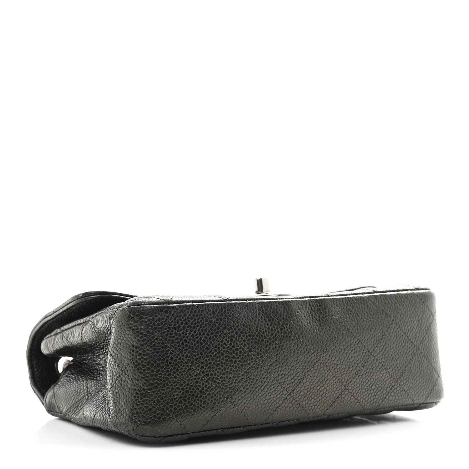 Metallic Caviar Quilted Mini Rectangular Flap Dark Grey