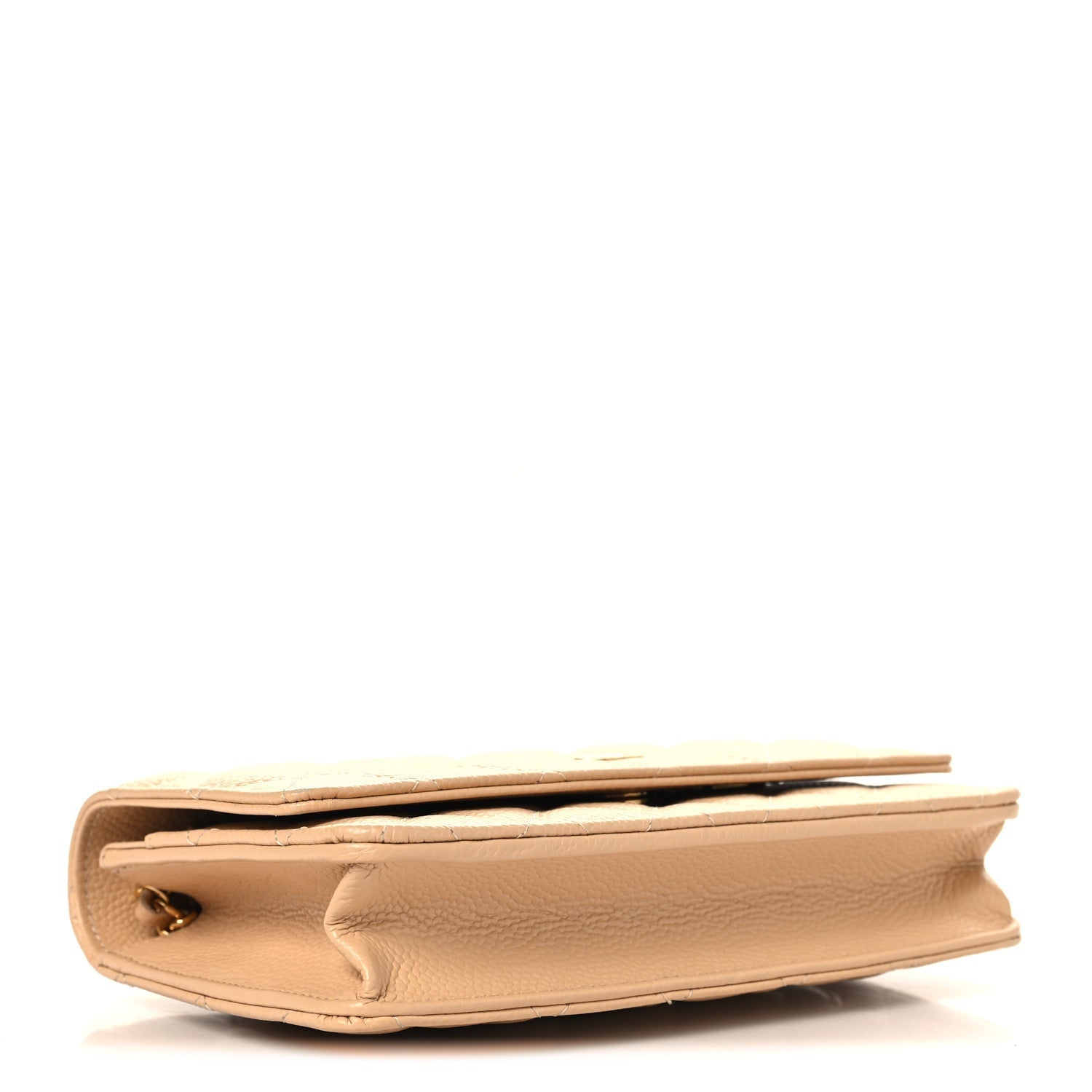 Caviar Quilted Wallet on Chain WOC Beige