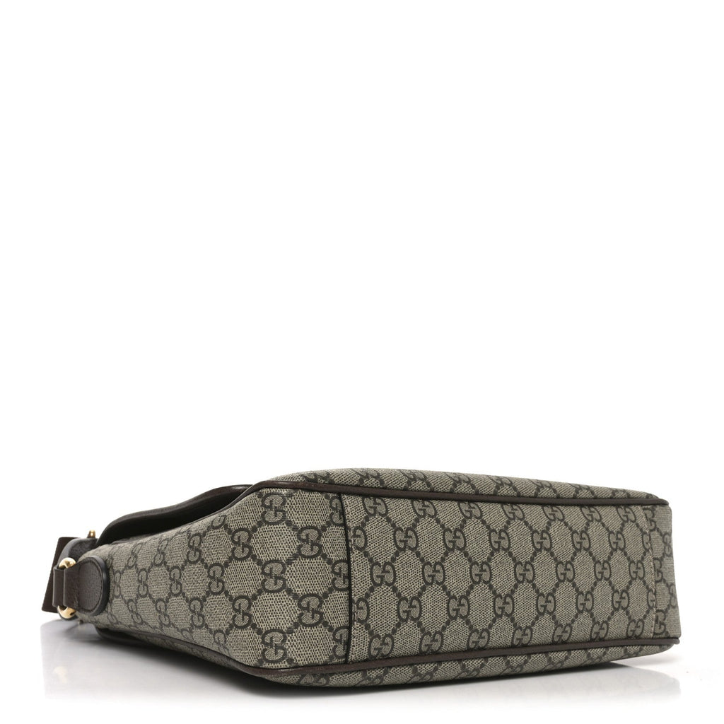 Tender GG Supreme Monogram Textured Dollar Calfskin Ophidia Messenger Bag Beige Ebony Dark Brown