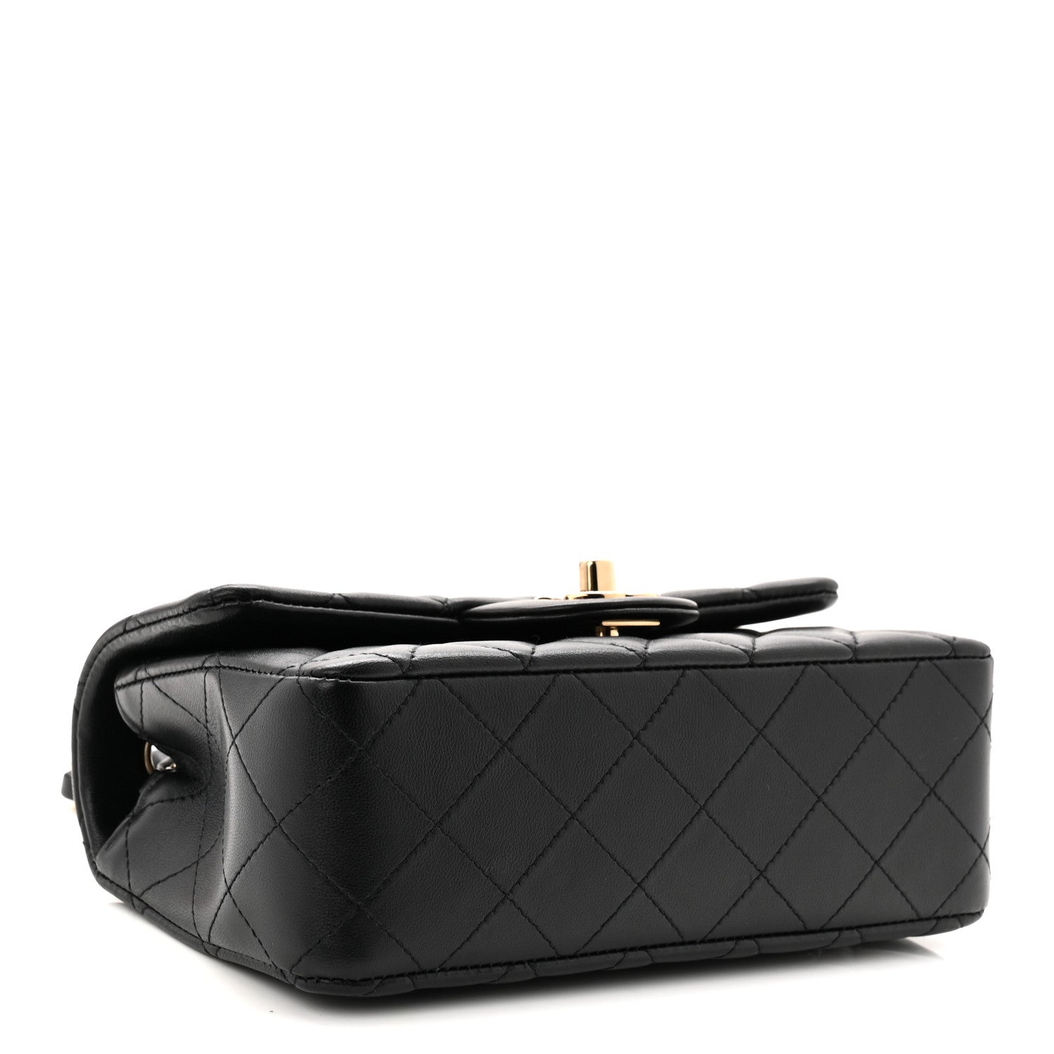 Lambskin Quilted Mini Rectangular Flap Black