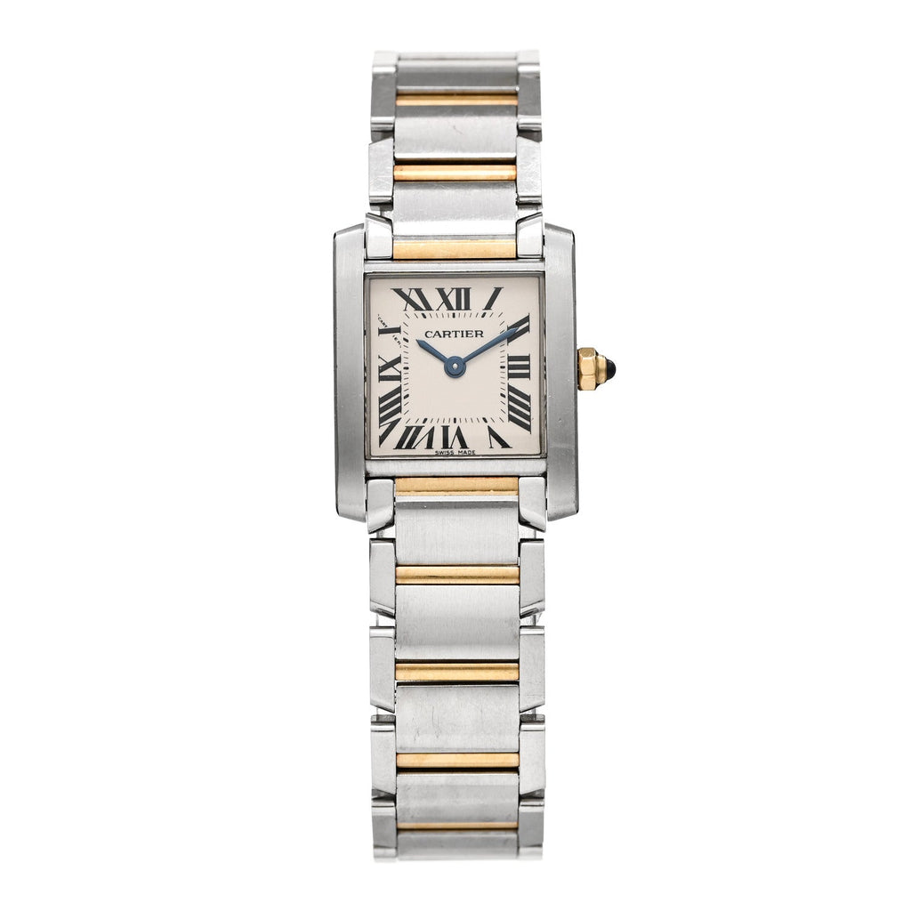 Stainless Steel 18K Yellow Gold 20mm Tank Francaise Quartz Watch