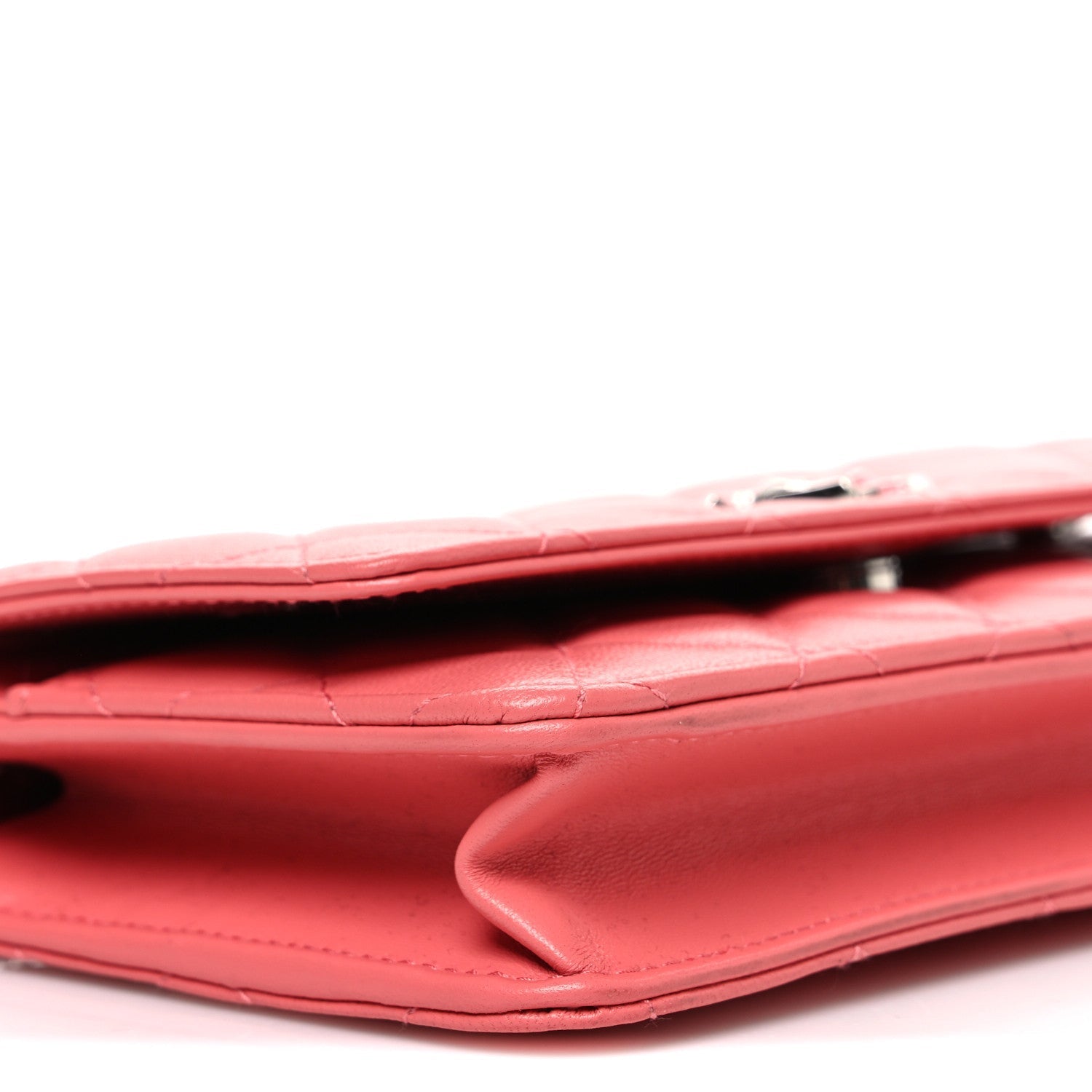 Lambskin Quilted Wallet On Chain WOC Pink