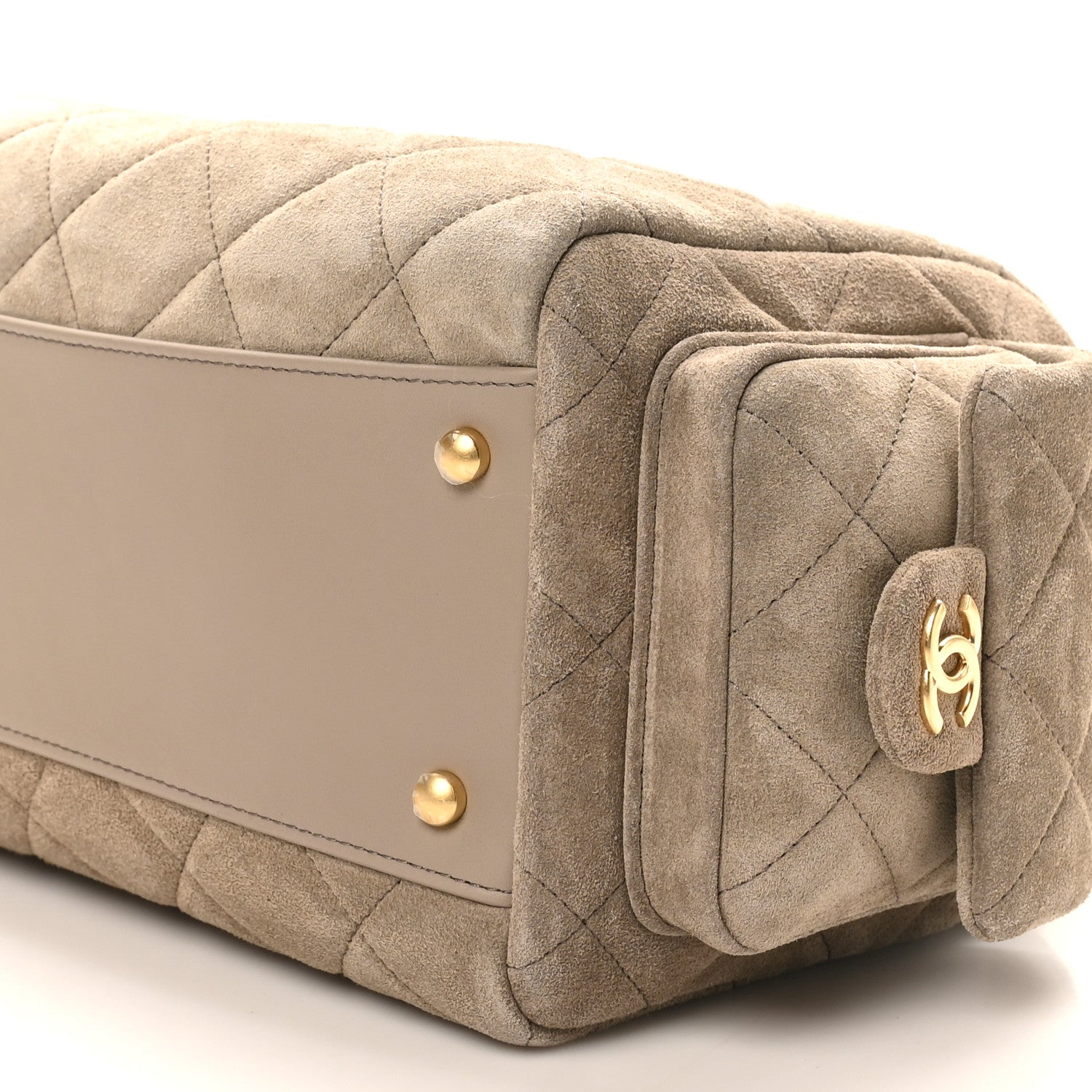Suede Quilted Chanel 25 Bowling Bag Dark Grey
