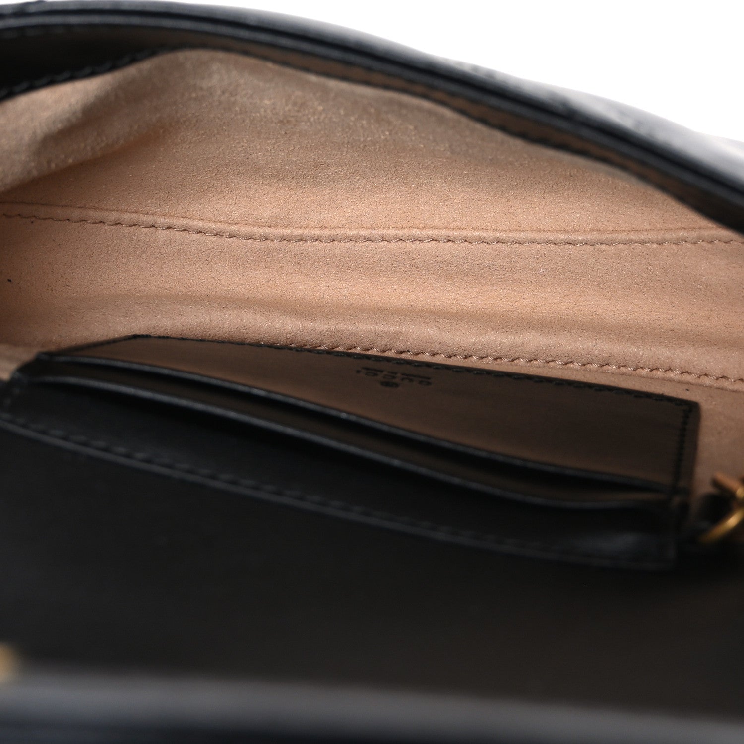 Calfskin Matelasse Mini GG Marmont Chain Half Moon Crossbody Bag Black
