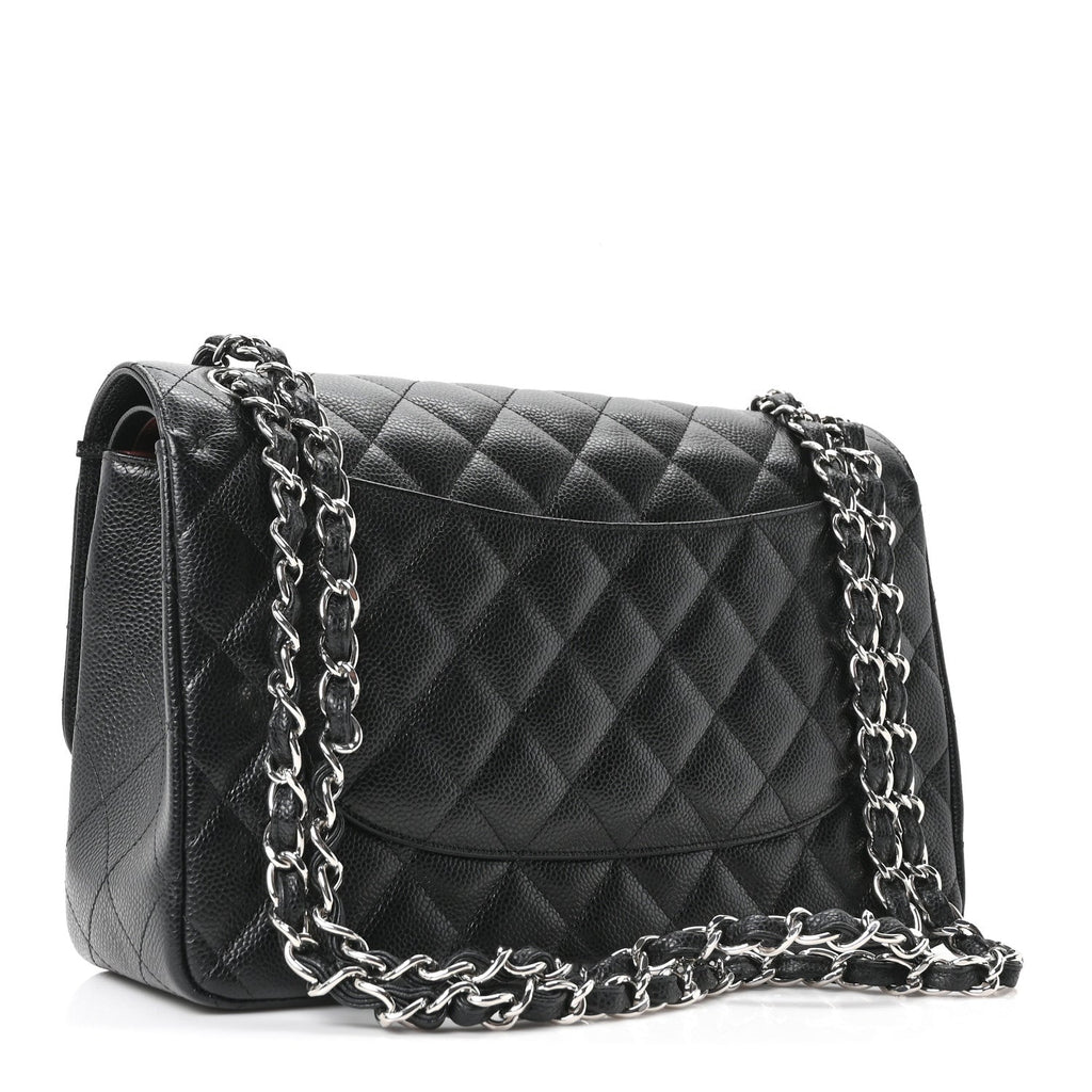 Caviar Quilted Jumbo Double Flap Black