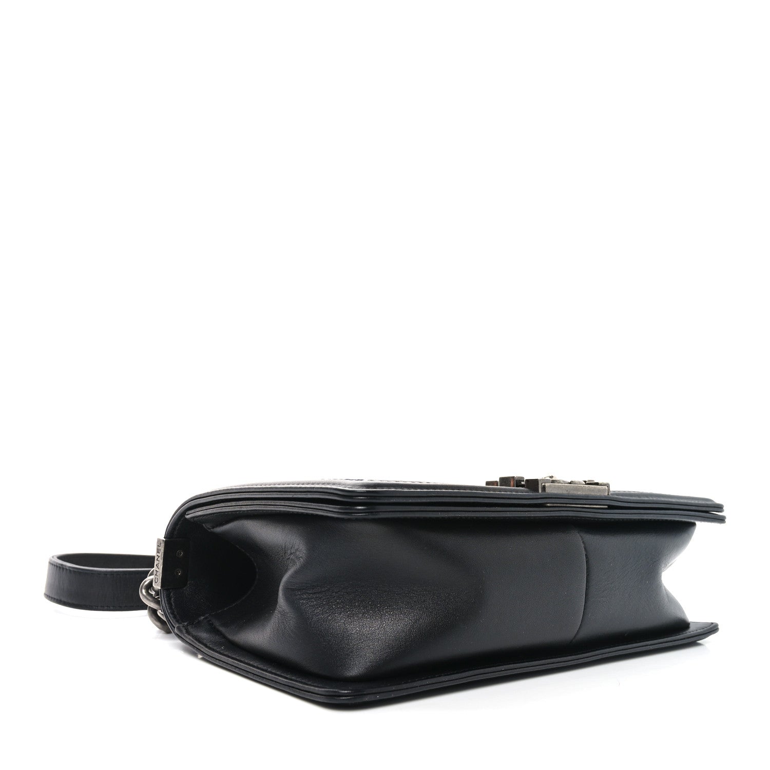 Calfskin Woven Medium Boy Flap Black White