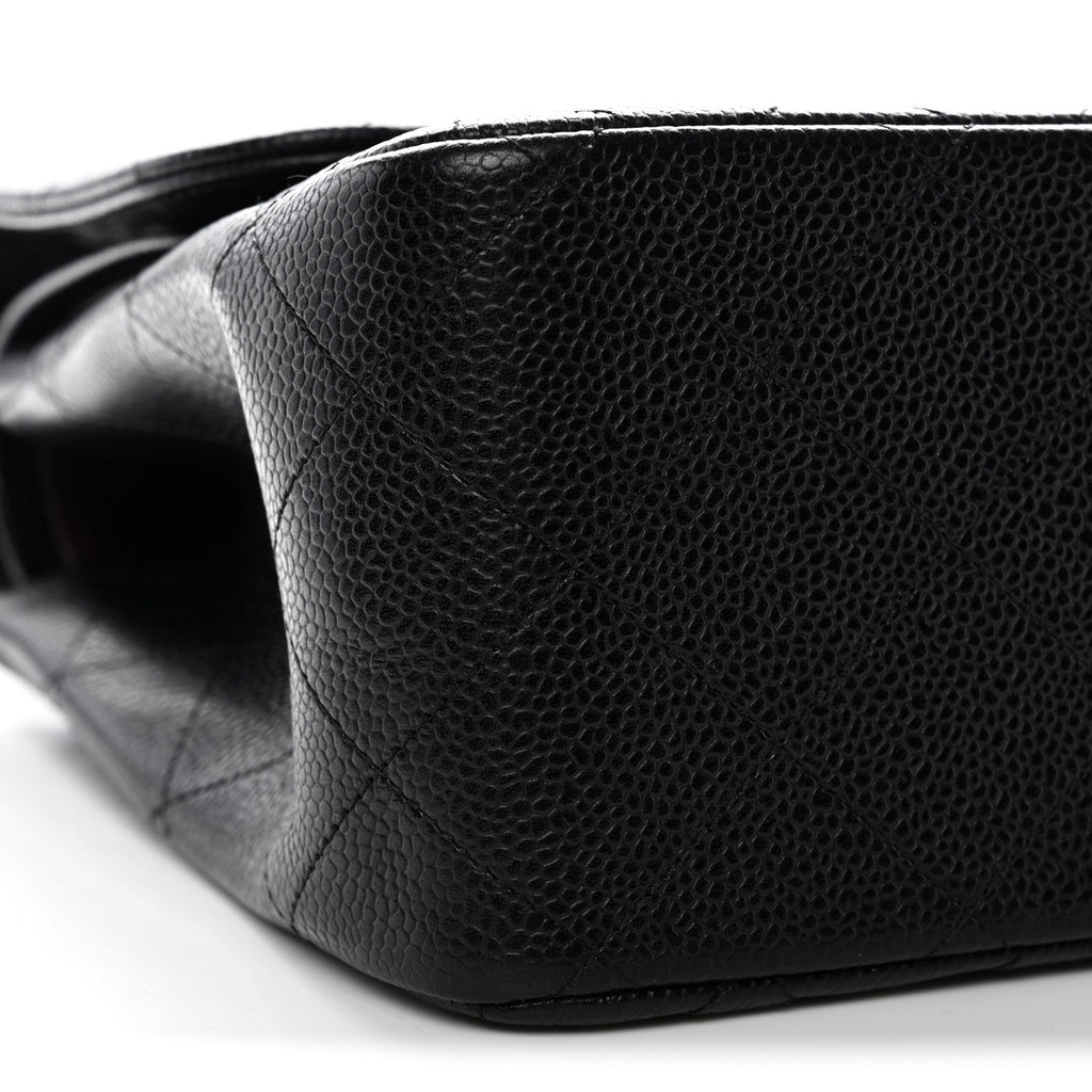 Caviar Quilted Jumbo Double Flap Black