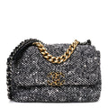 Tweed Quilted Medium Chanel 19 Flap Grey