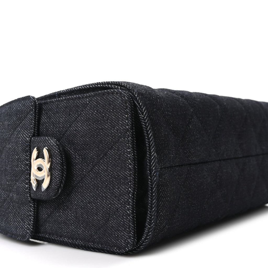 Denim Quilted Mini Chanel 25 Handbag Dark Blue