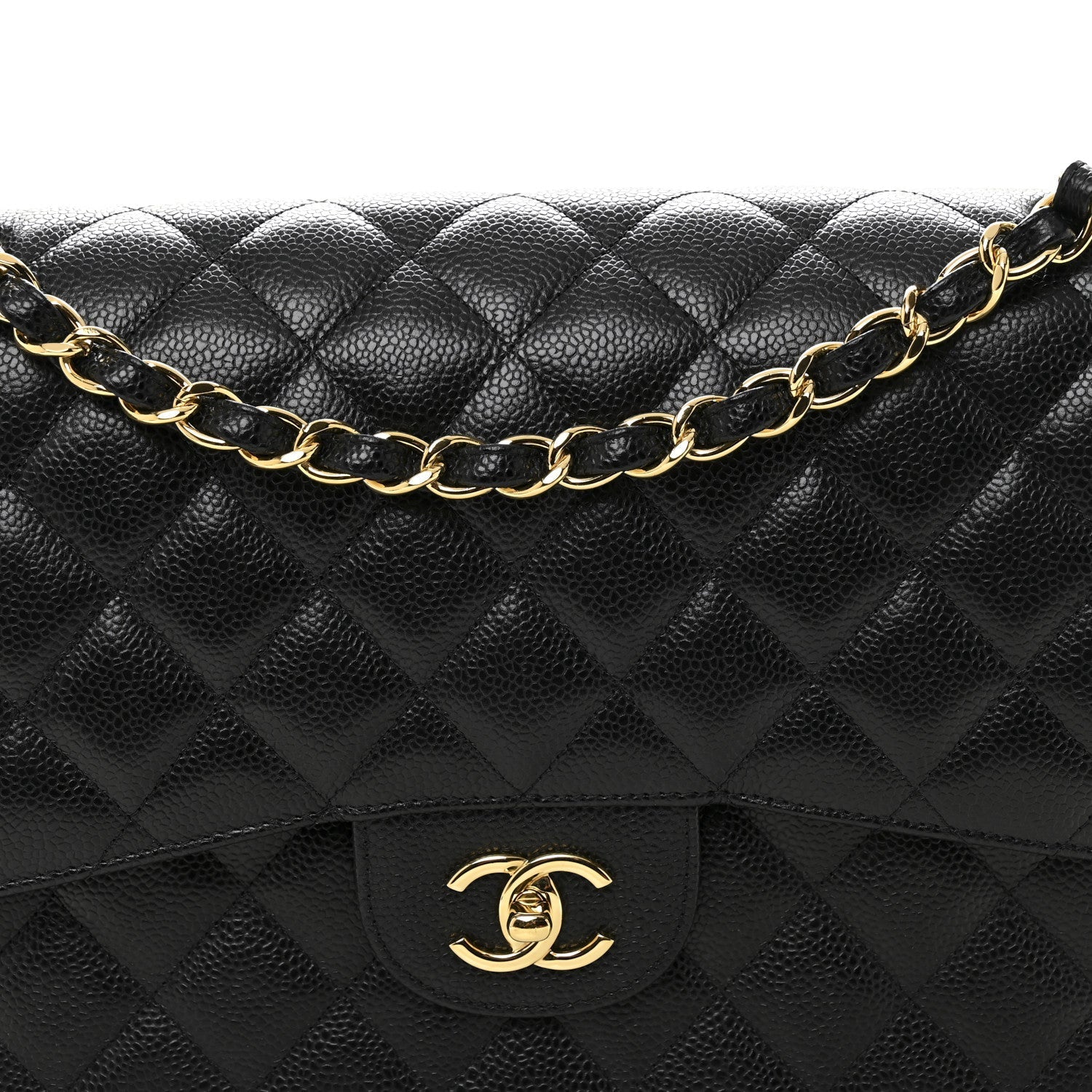 Caviar Quilted Jumbo Double Flap Black
