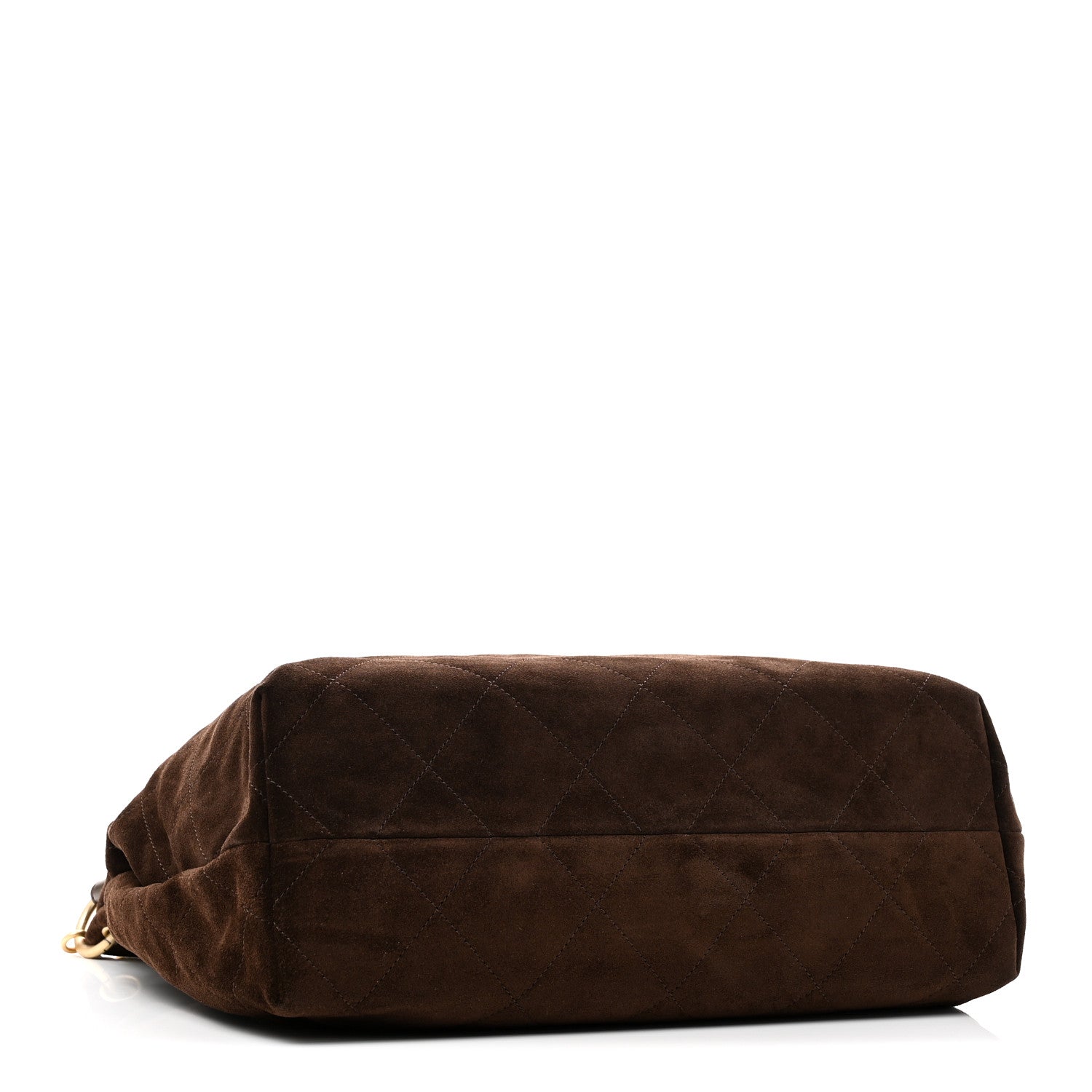 Suede Calfskin Lambskin Quilted Maxi Hobo Dark Brown