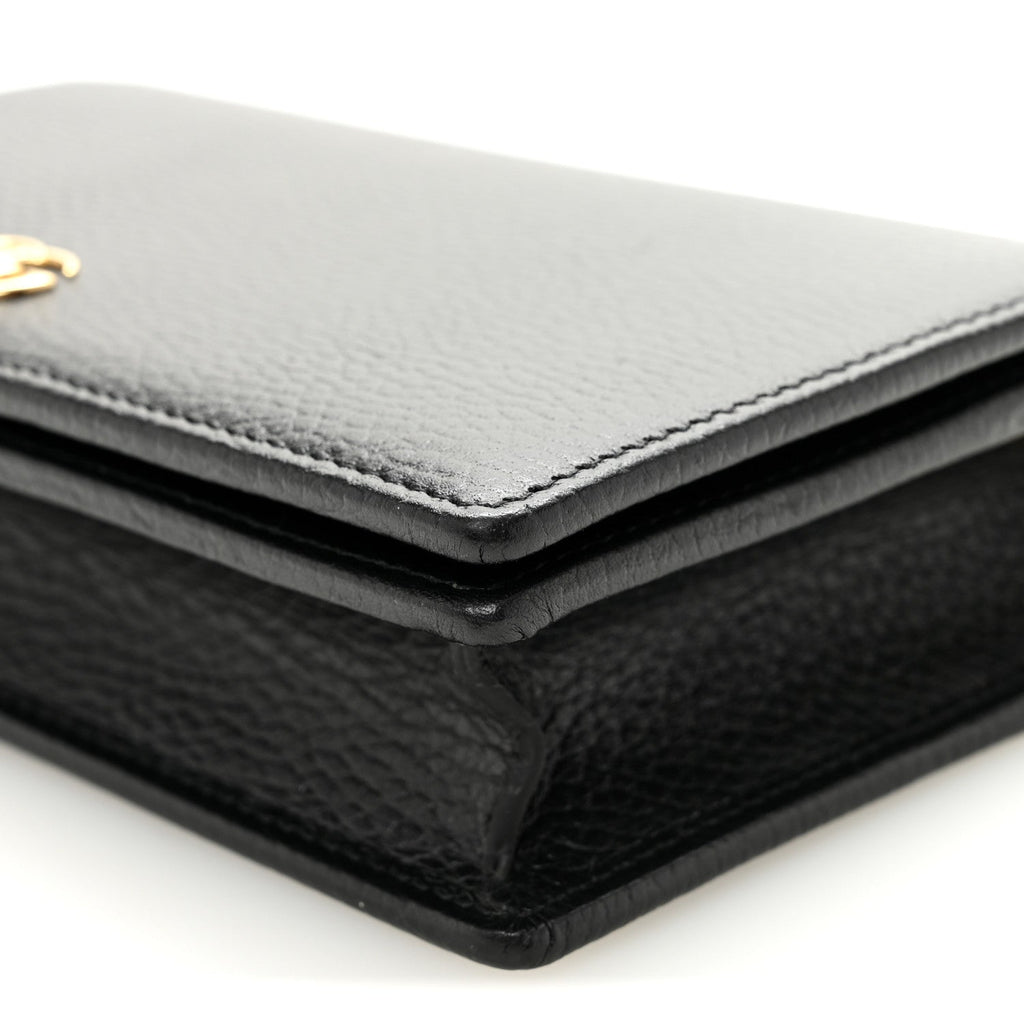 Calfskin Mini GG Marmont Chain Wallet Black