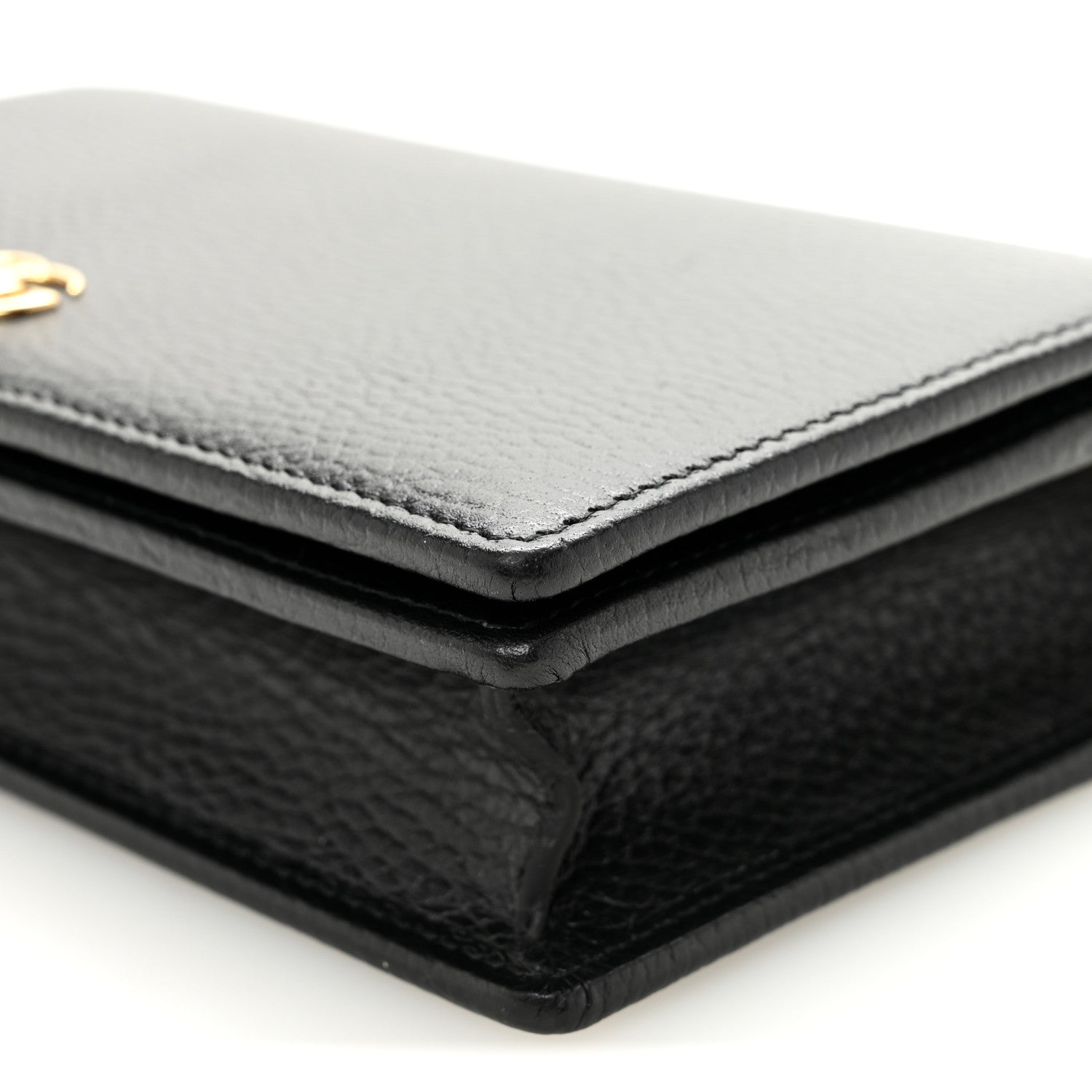 Calfskin Mini GG Marmont Chain Wallet Black