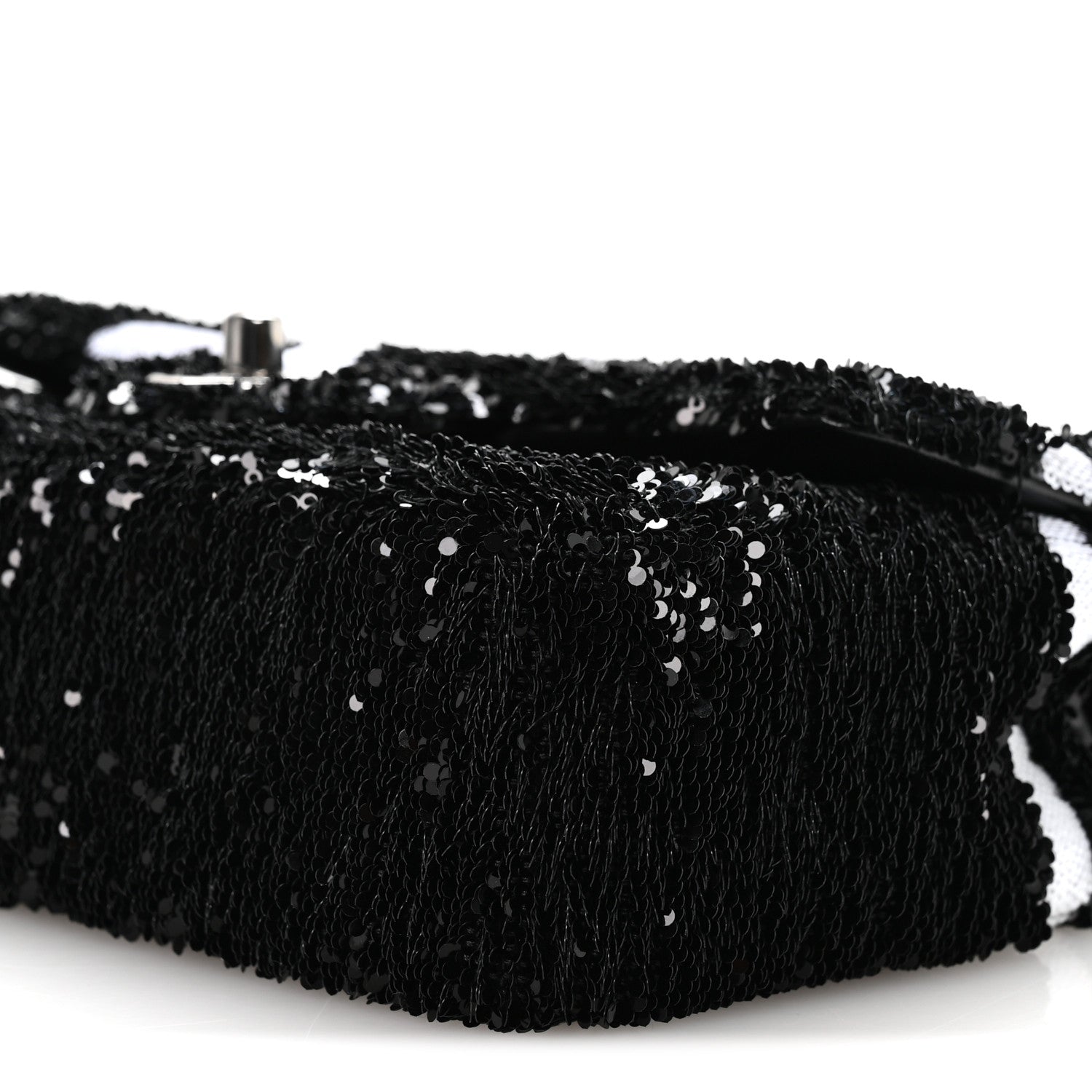 Sequin Ribbon Small Rectangular Flap Black White