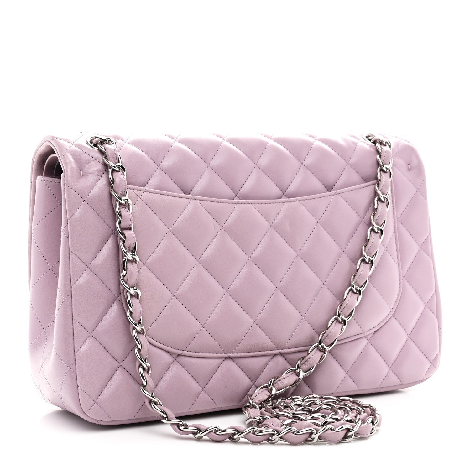 Lambskin Quilted Jumbo Double Flap Light Purple