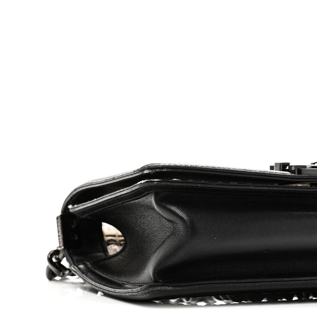 PVC Thread Woven Medium Boy Flap Black