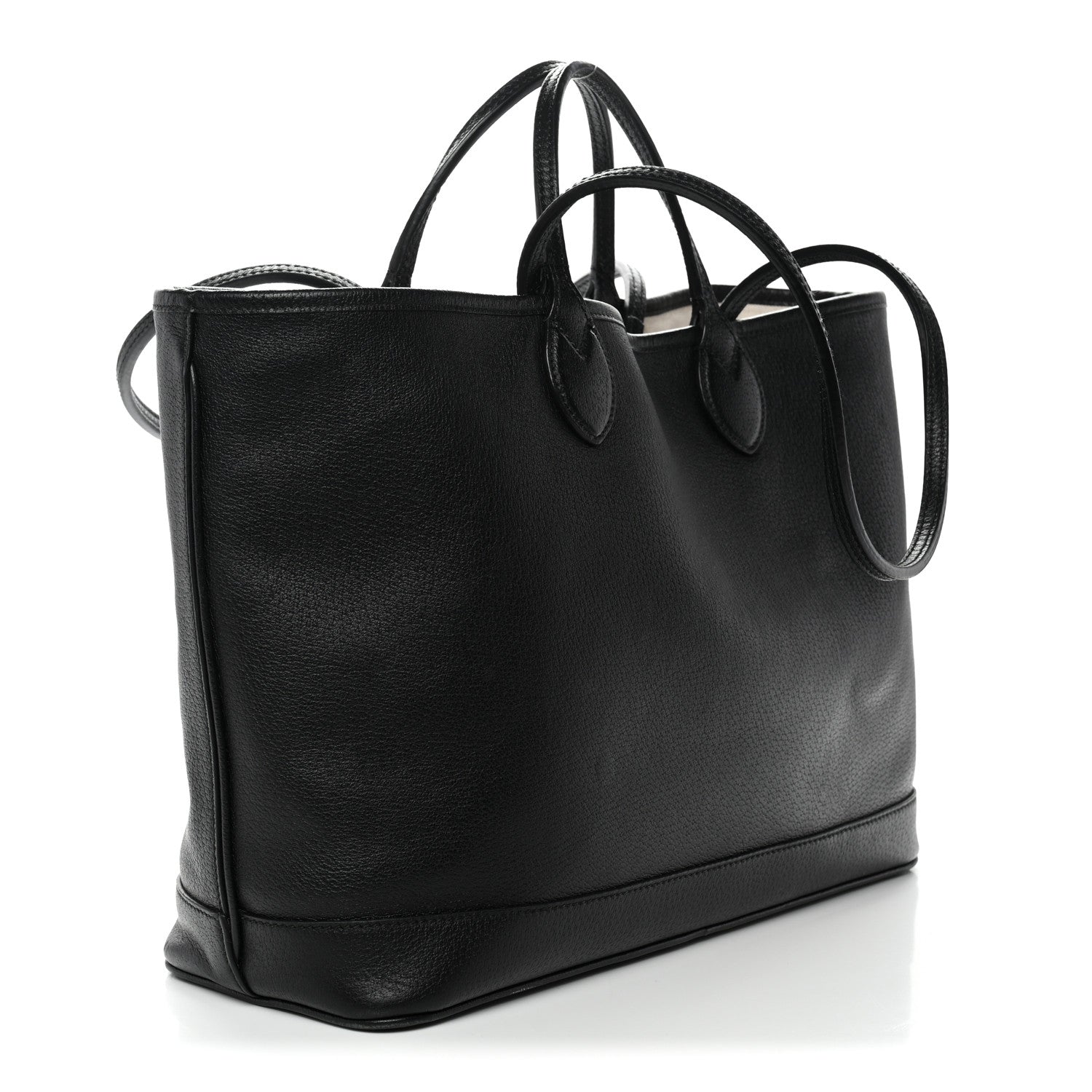 Textured Dollar Calfskin Medium Ophidia Shoulder Tote Bag Black