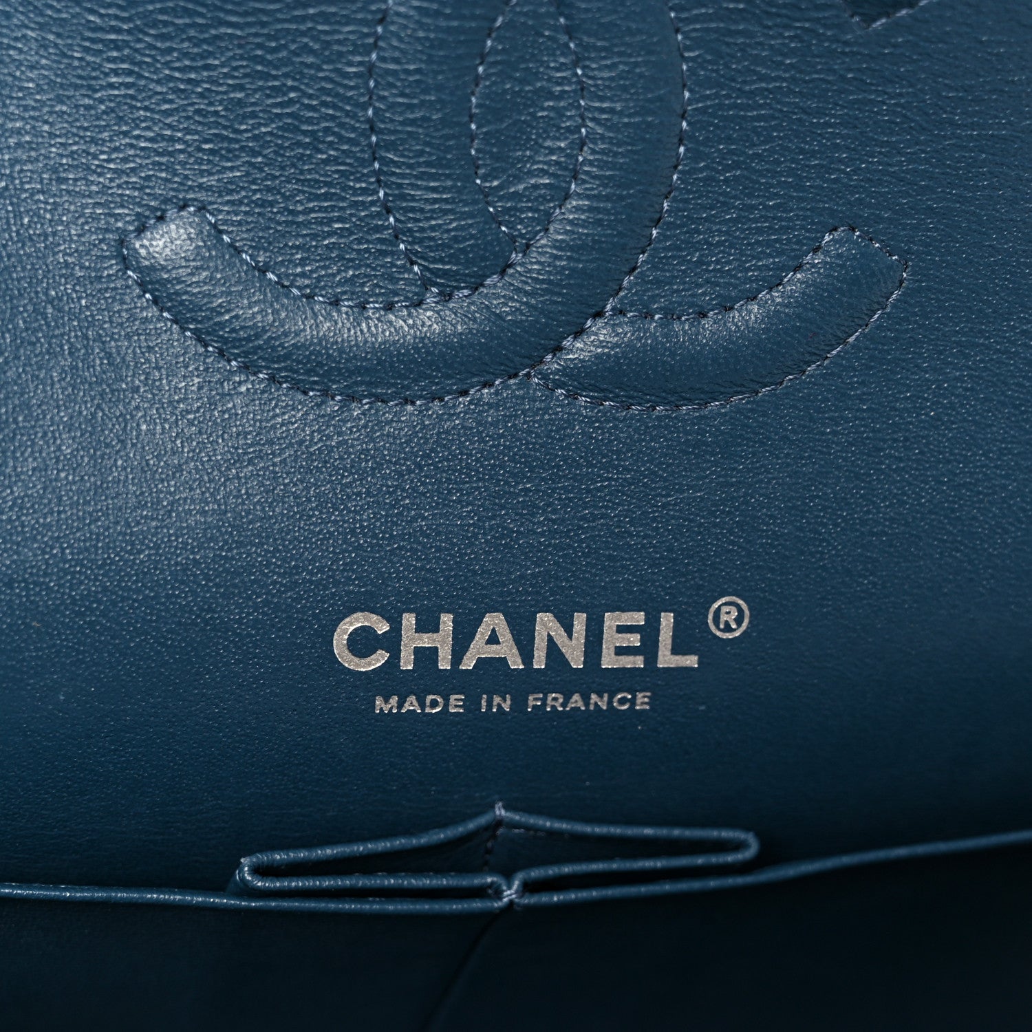 Lambskin Quilted Medium Double Flap Navy
