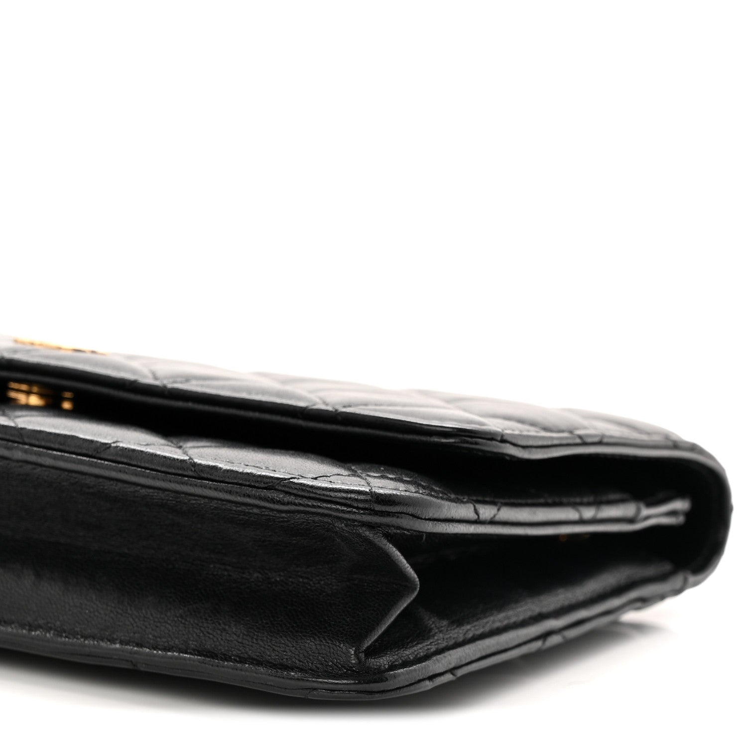 Lambskin Quilted Wallet On Chain WOC Black