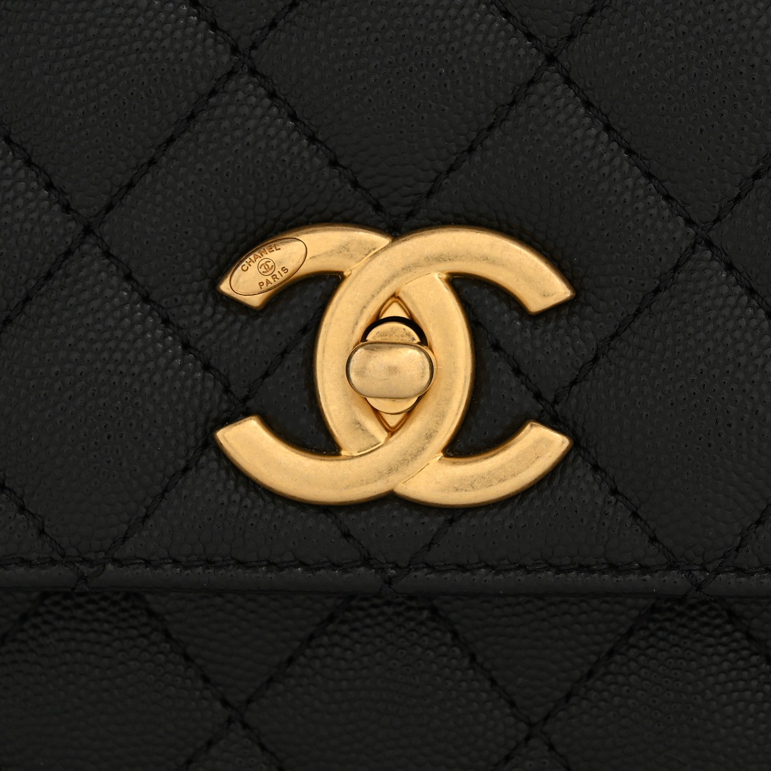 Caviar Quilted Small Coco Chain Handle Flap Black