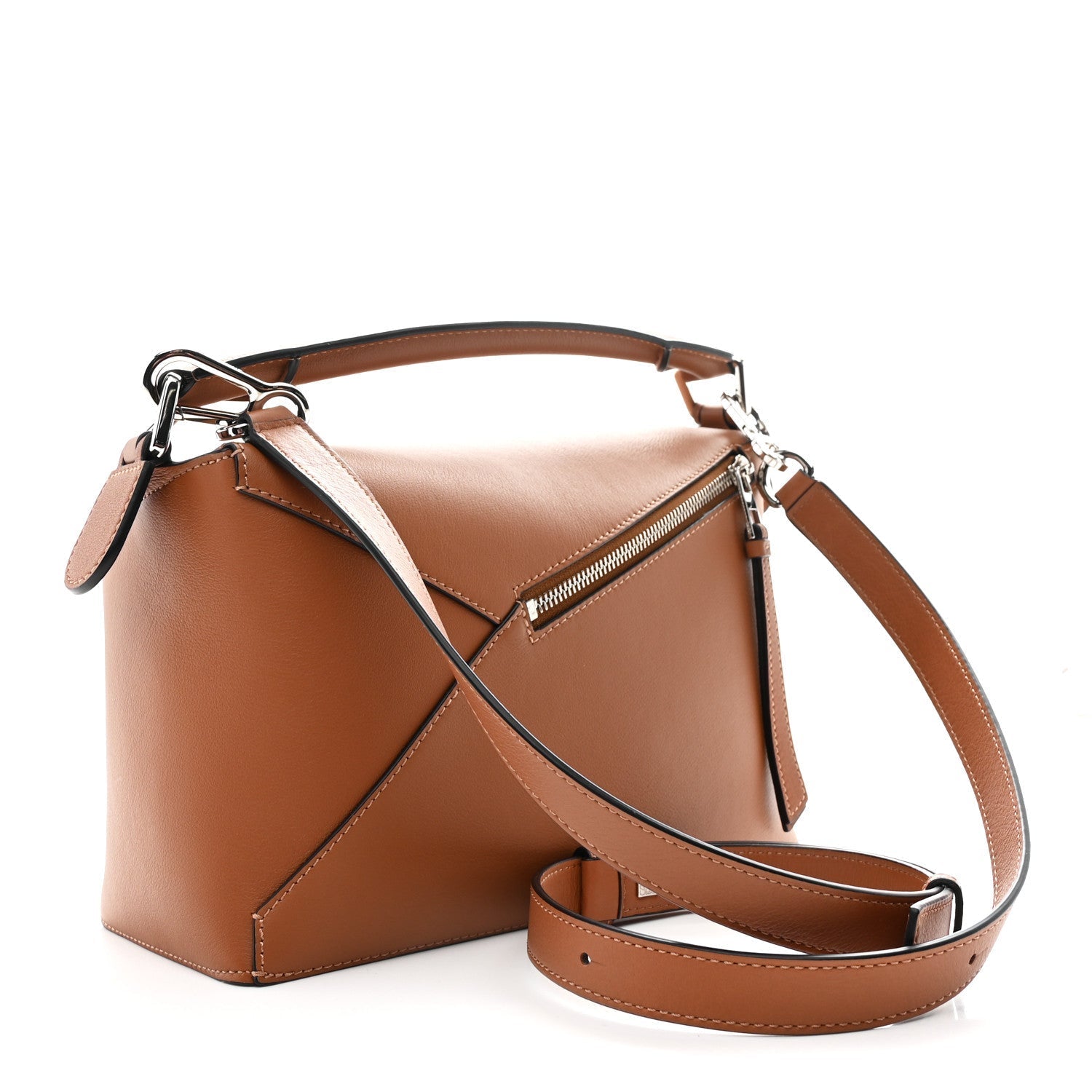 Calfskin Small Puzzle Edge Bag Tan