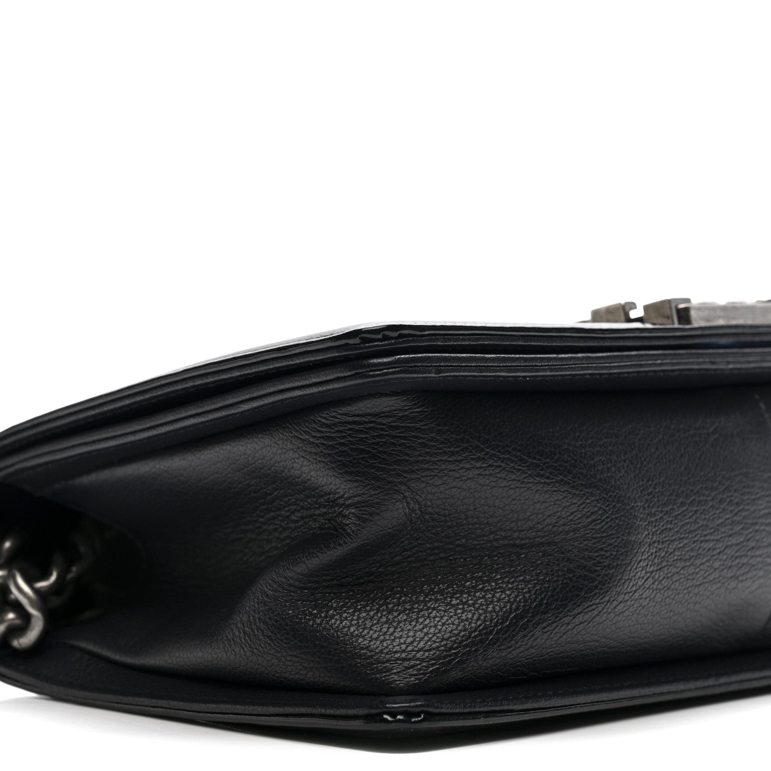 Goatskin Quilted Patent Medium Duo Boy Flap Dark Blue