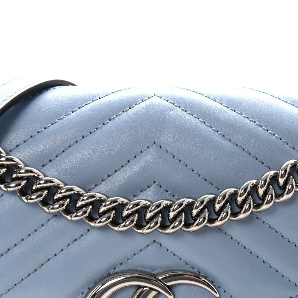 Calfskin Matelasse Small GG Marmont Shoulder Bag Porcelain Light Blue