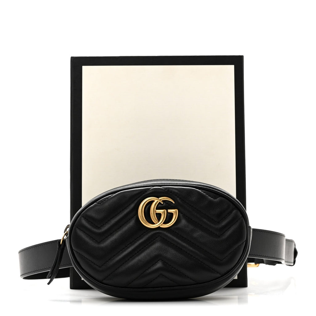 Calfskin Matelasse GG Marmont Belt Bag 85 34 Black
