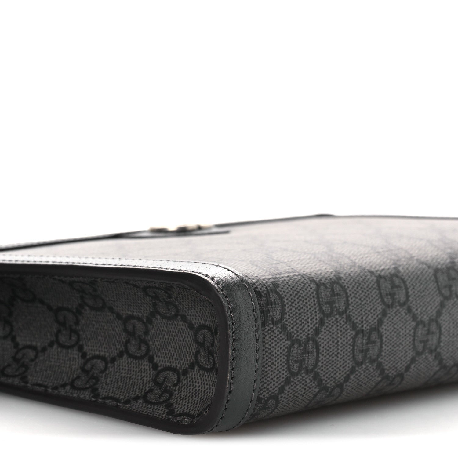 GG Supreme Monogram Textured Dollar Calfskin Web Small Ophidia Shoulder Bag Grey Black Graphite Grey