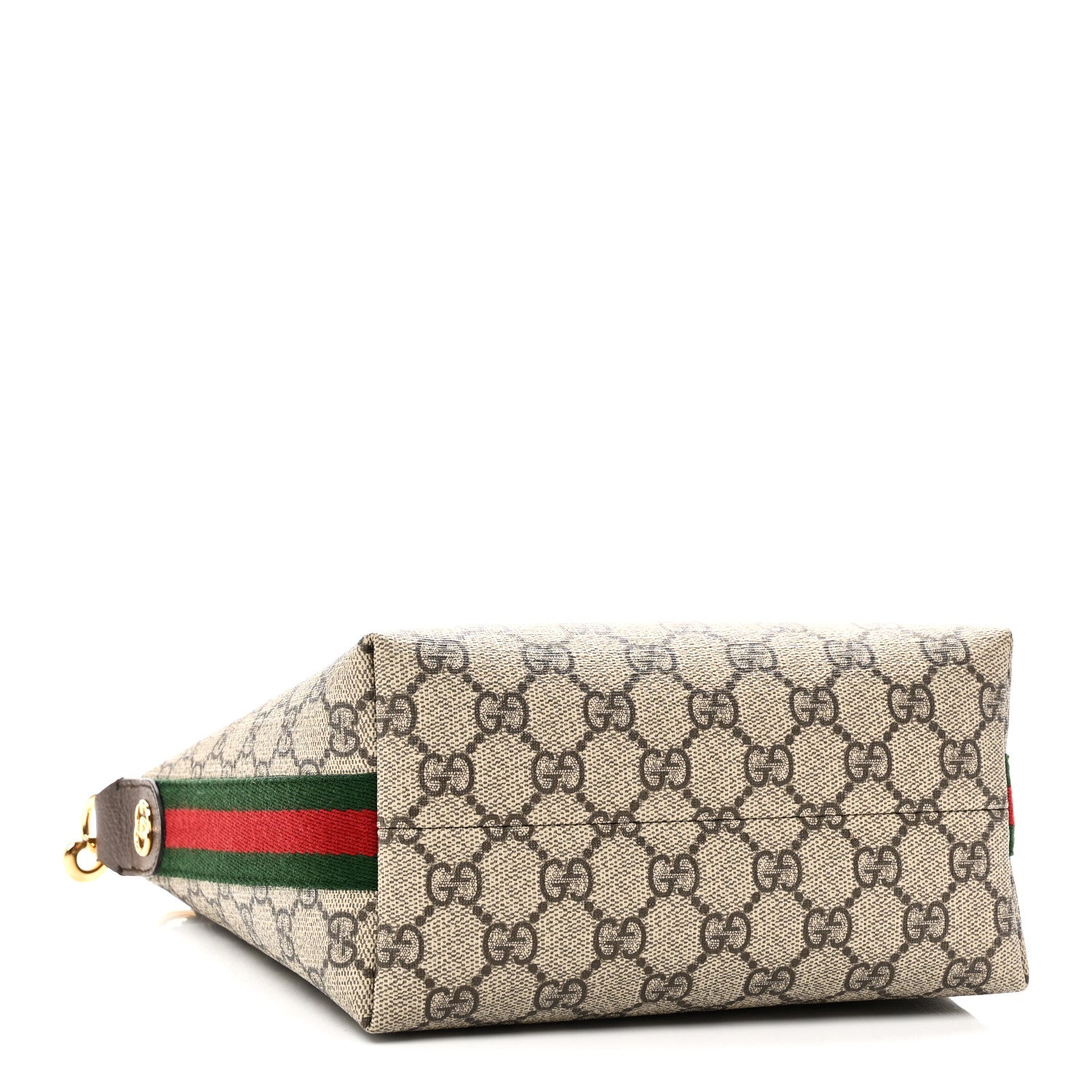 GG Supreme Monogram Textured Calfskin Web Super Mini Ophidia Shoulder Bag Beige Ebony New Acero