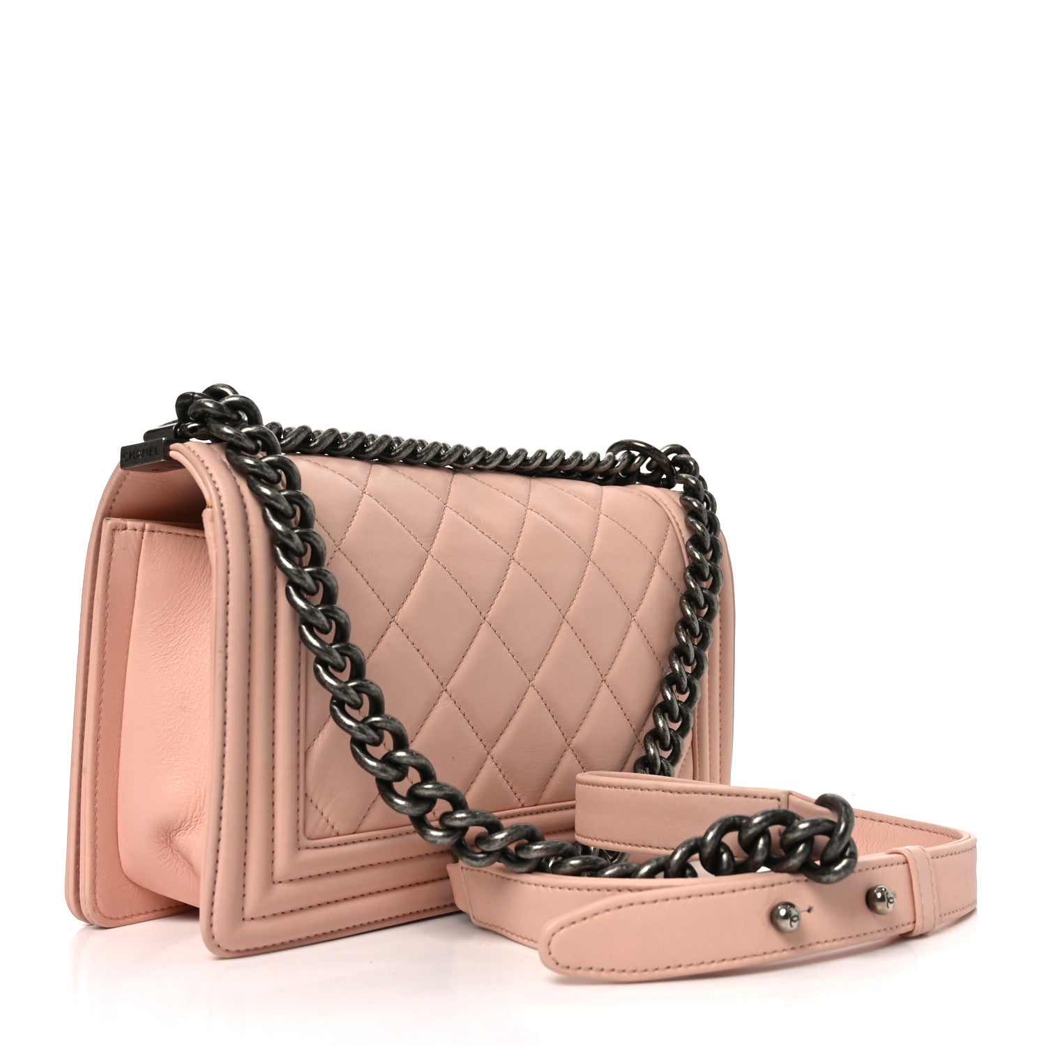 Lambskin Quilted Medium Boy Flap Light Pink