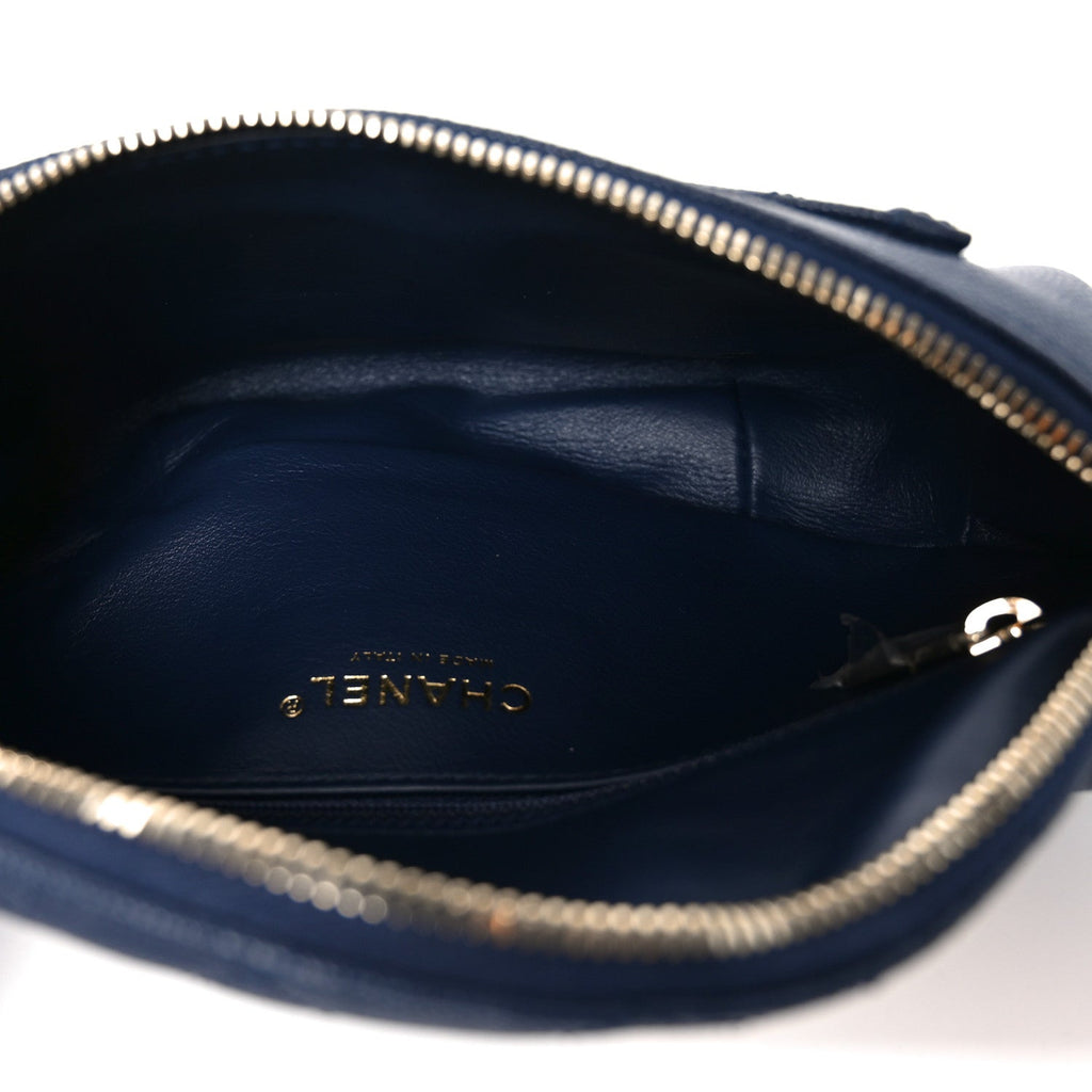 Caviar Quilted Filigree Waist Bag Blue