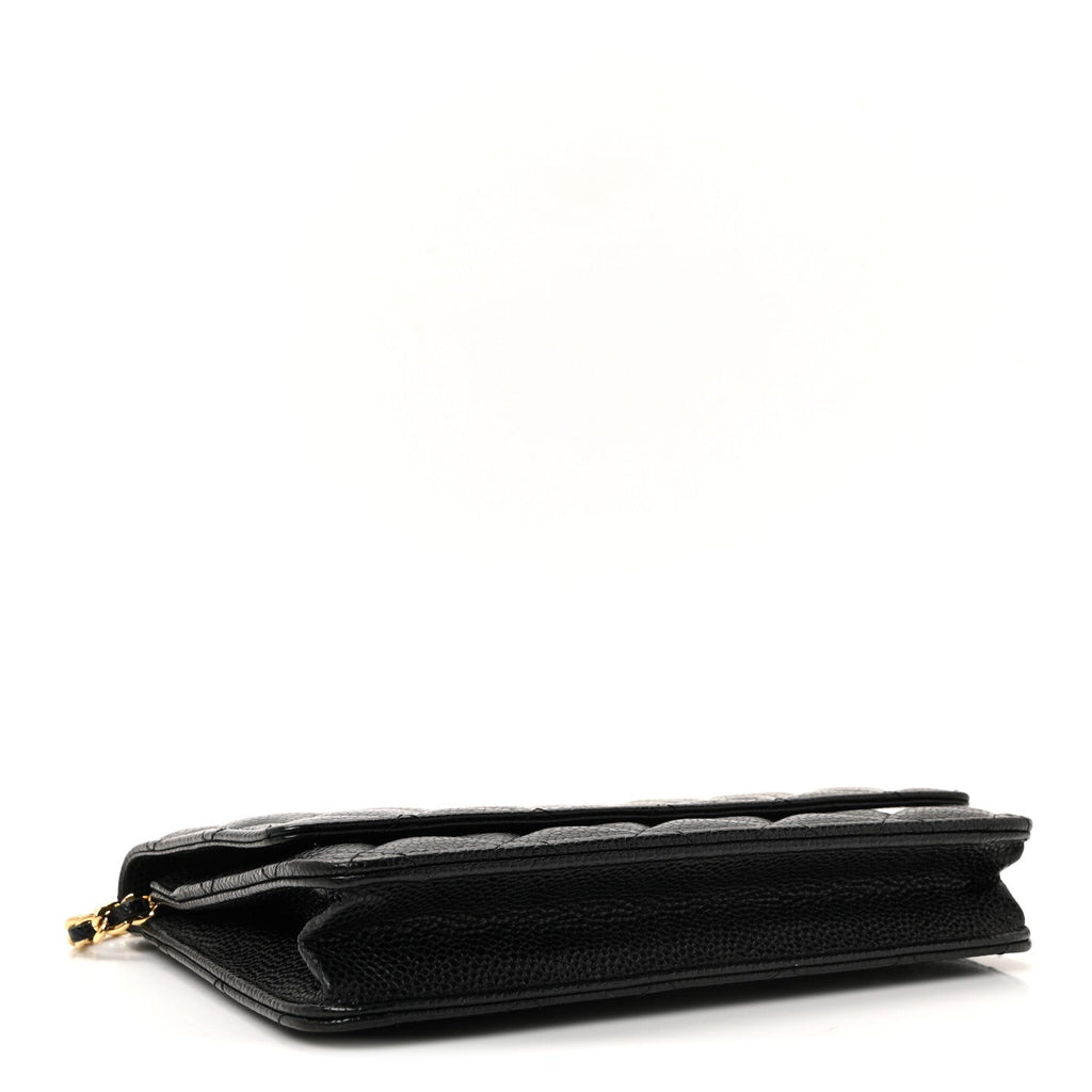 Caviar Quilted Wallet on Chain WOC Black
