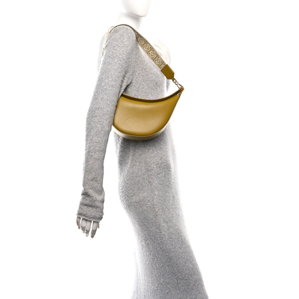 Satin Calfskin Jacquard Small Luna Bag Ochre