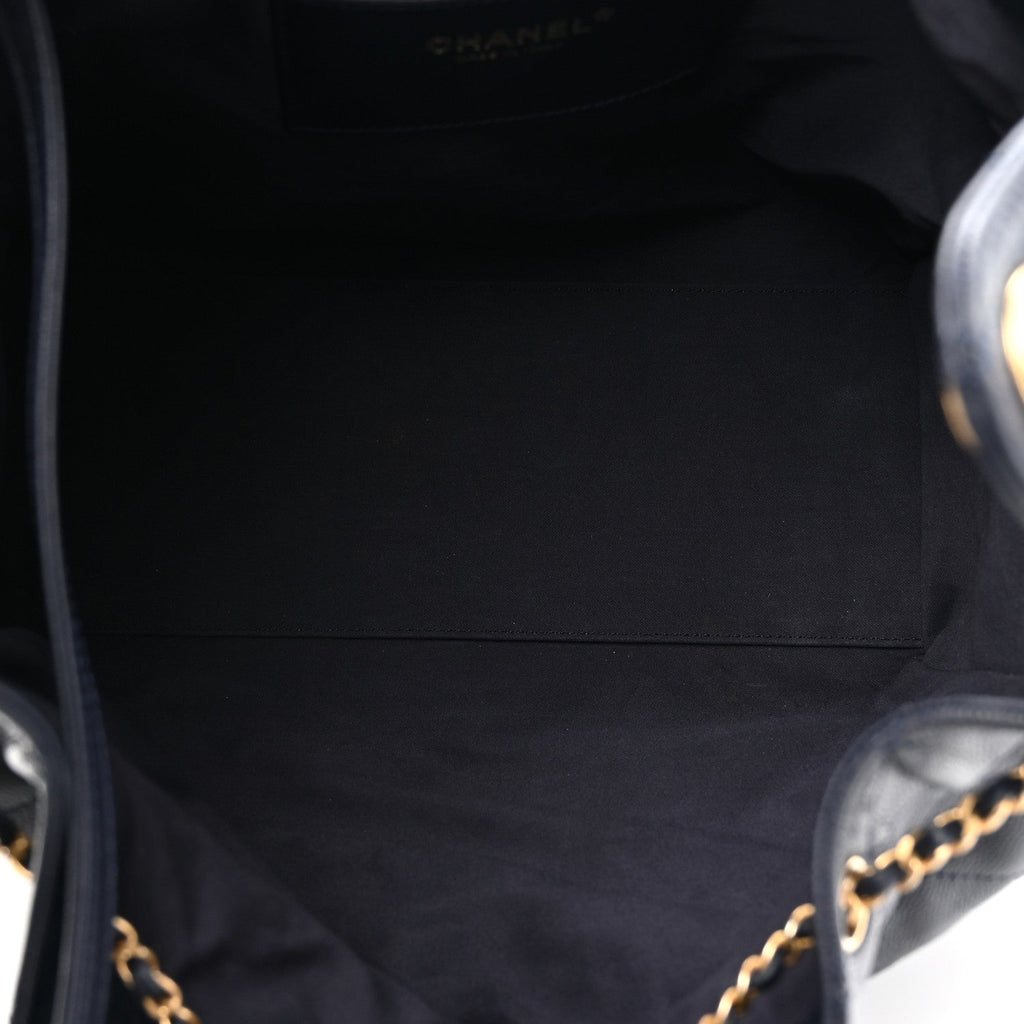 Caviar Quilted Medium Chanel 25 Handbag Dark Navy